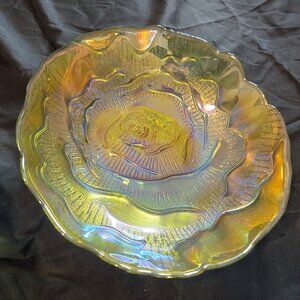 Vintage/Antique NORTHWOOD Raised Floral Design Iridescent Glass Bowl